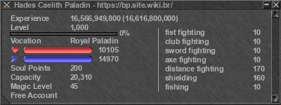 Assinatura do jogador Hades Caelith Paladin