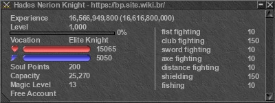 Assinatura do jogador Hades Nerion Knight